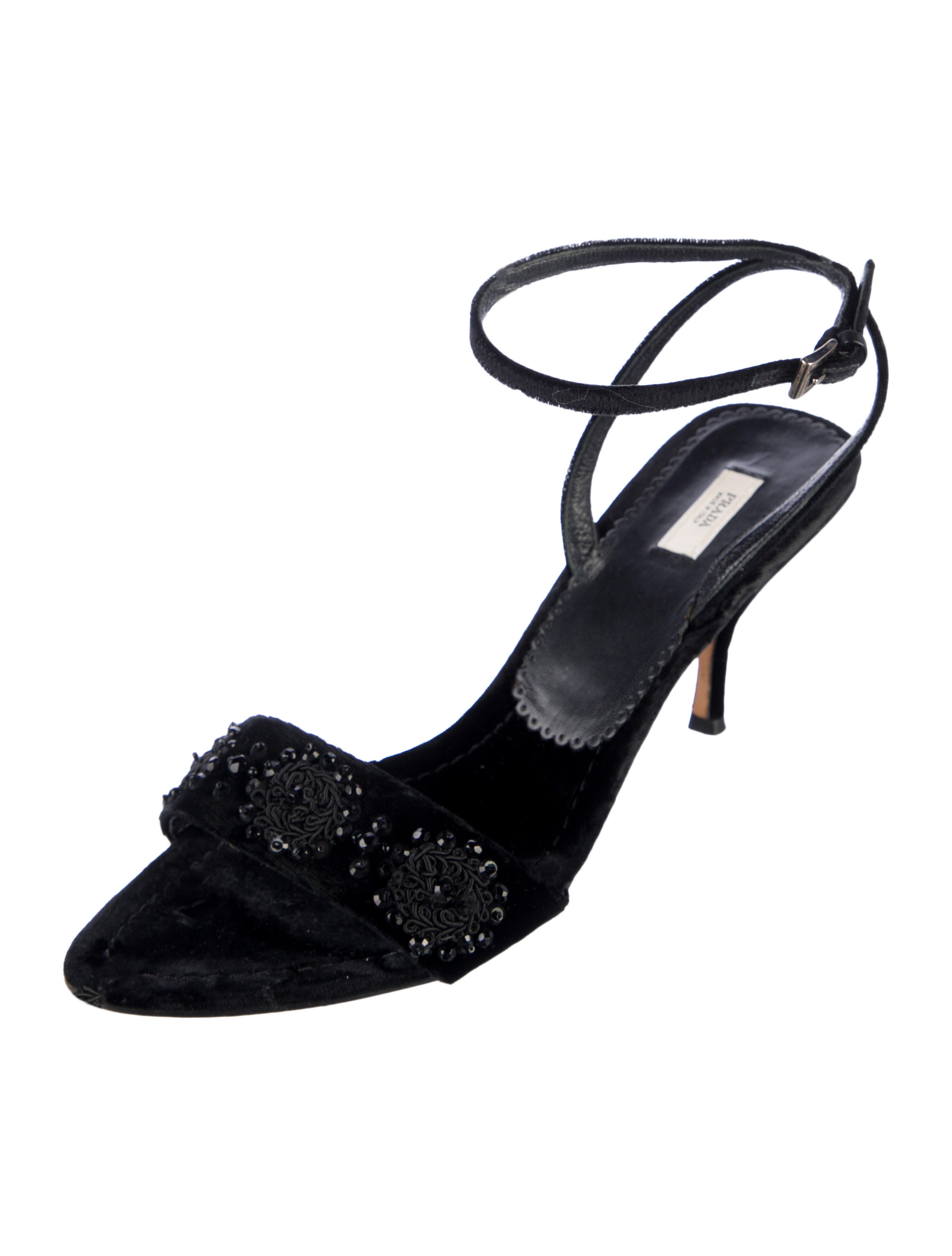 Prada Velvet Beaded Accents Sandals