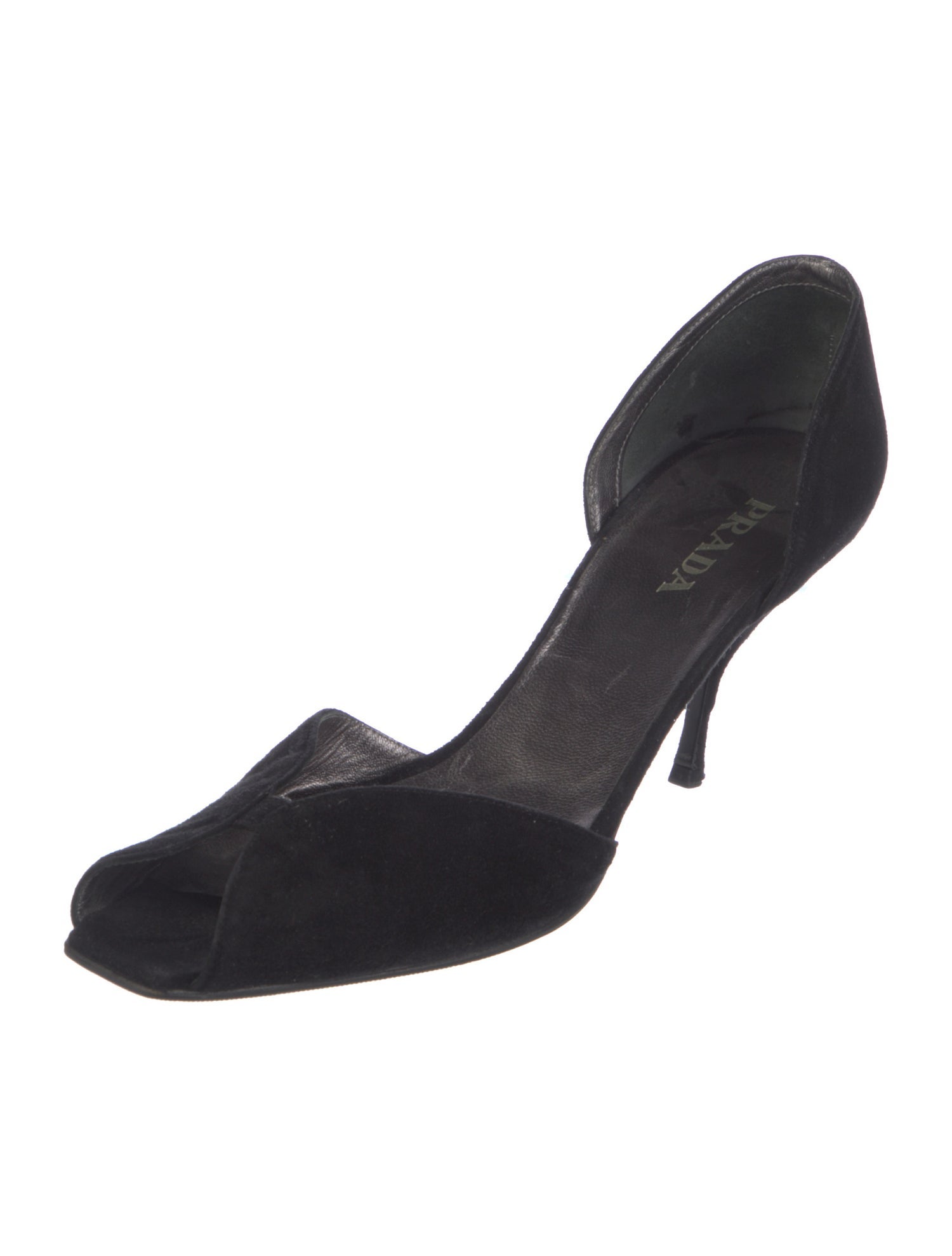 Prada Suede Cutout Accent D'Orsay Pumps