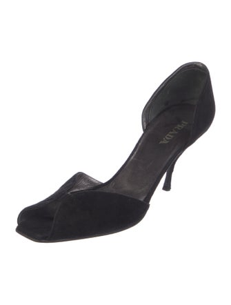 Prada Suede Cutout Accent D'Orsay Pumps