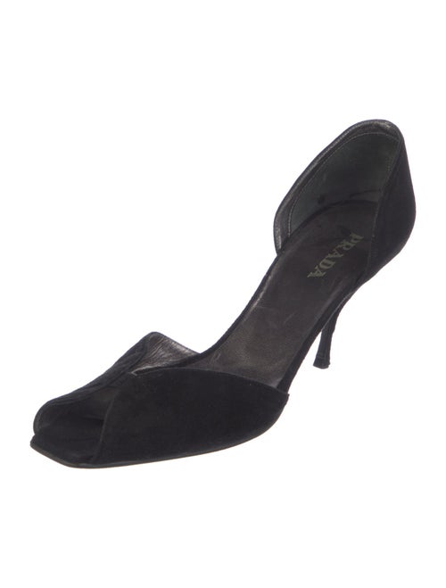 Prada Suede Cutout Accent D'Orsay Pumps