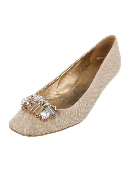 Prada Canvas Crystal Embellishments Mules