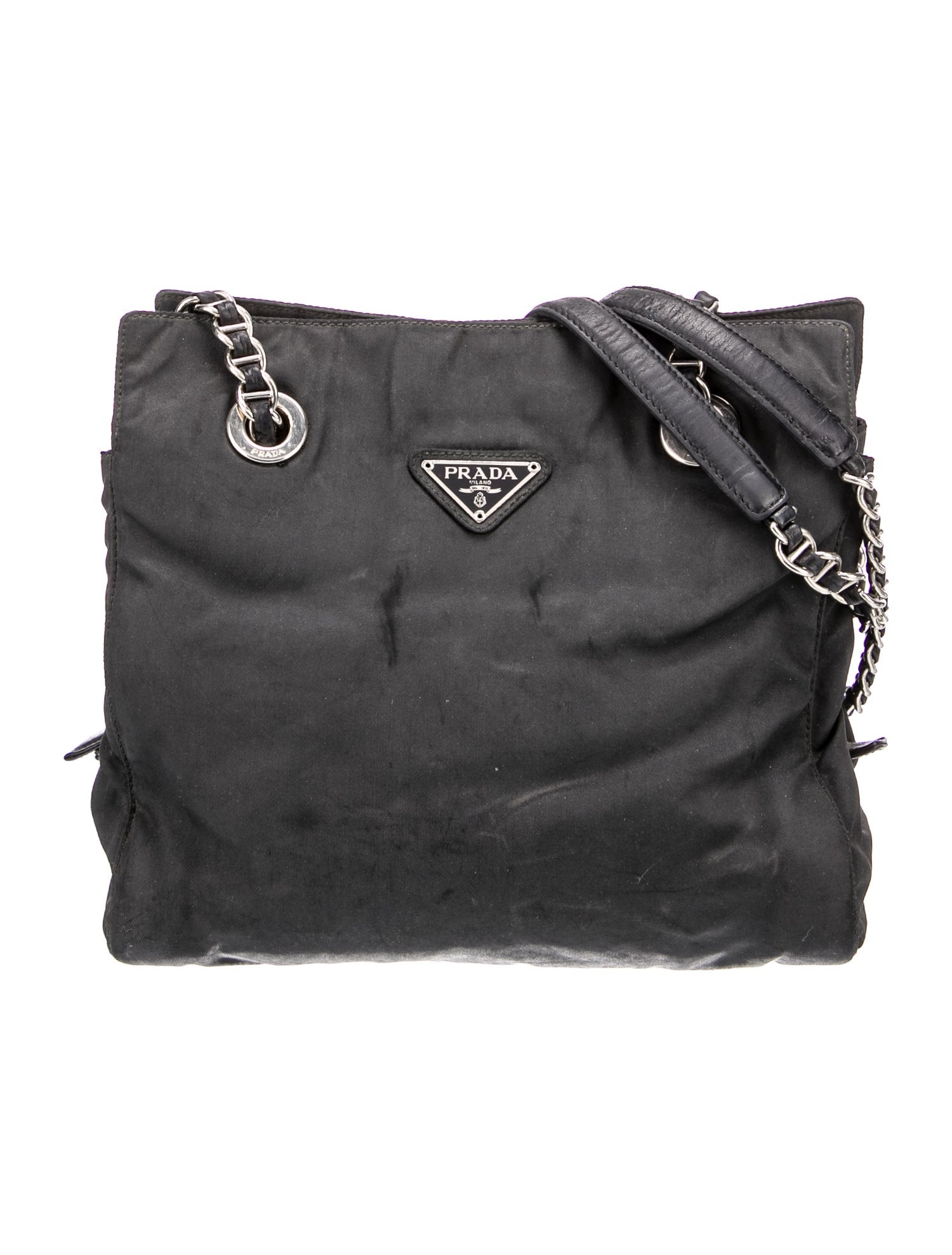 Prada Enameled Metal Triangle Catena