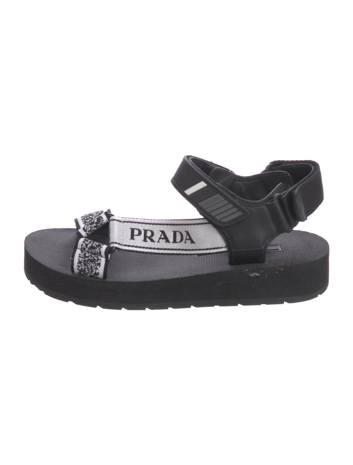 Prada Graphic Print Cutout Accent Sandals