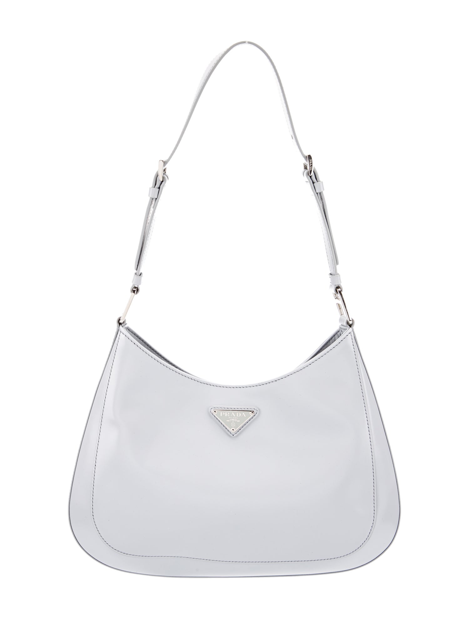 Prada Enameled Metal Triangle Cleo