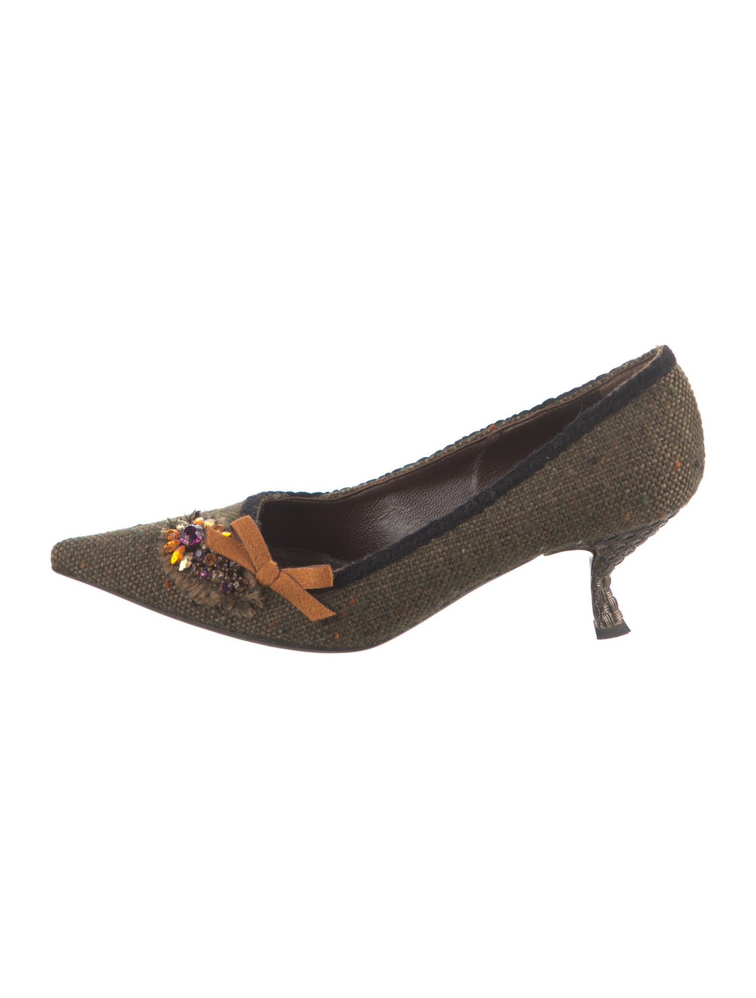 Prada Tweed Tweed Pattern Pumps