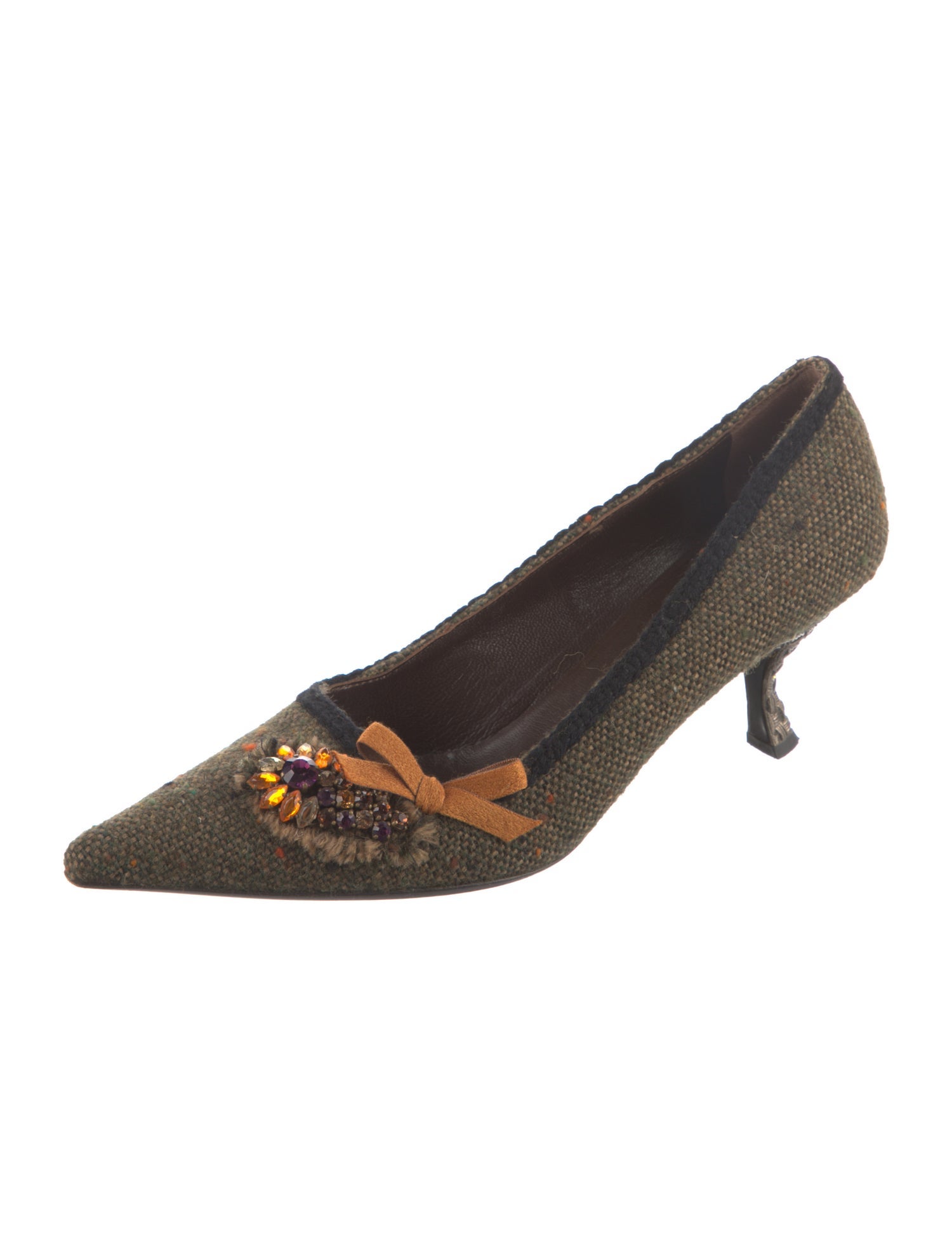 Prada Tweed Tweed Pattern Pumps