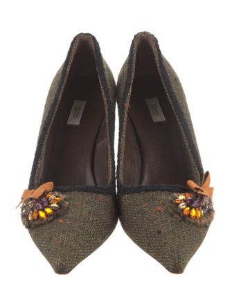 Prada Tweed Tweed Pattern Pumps