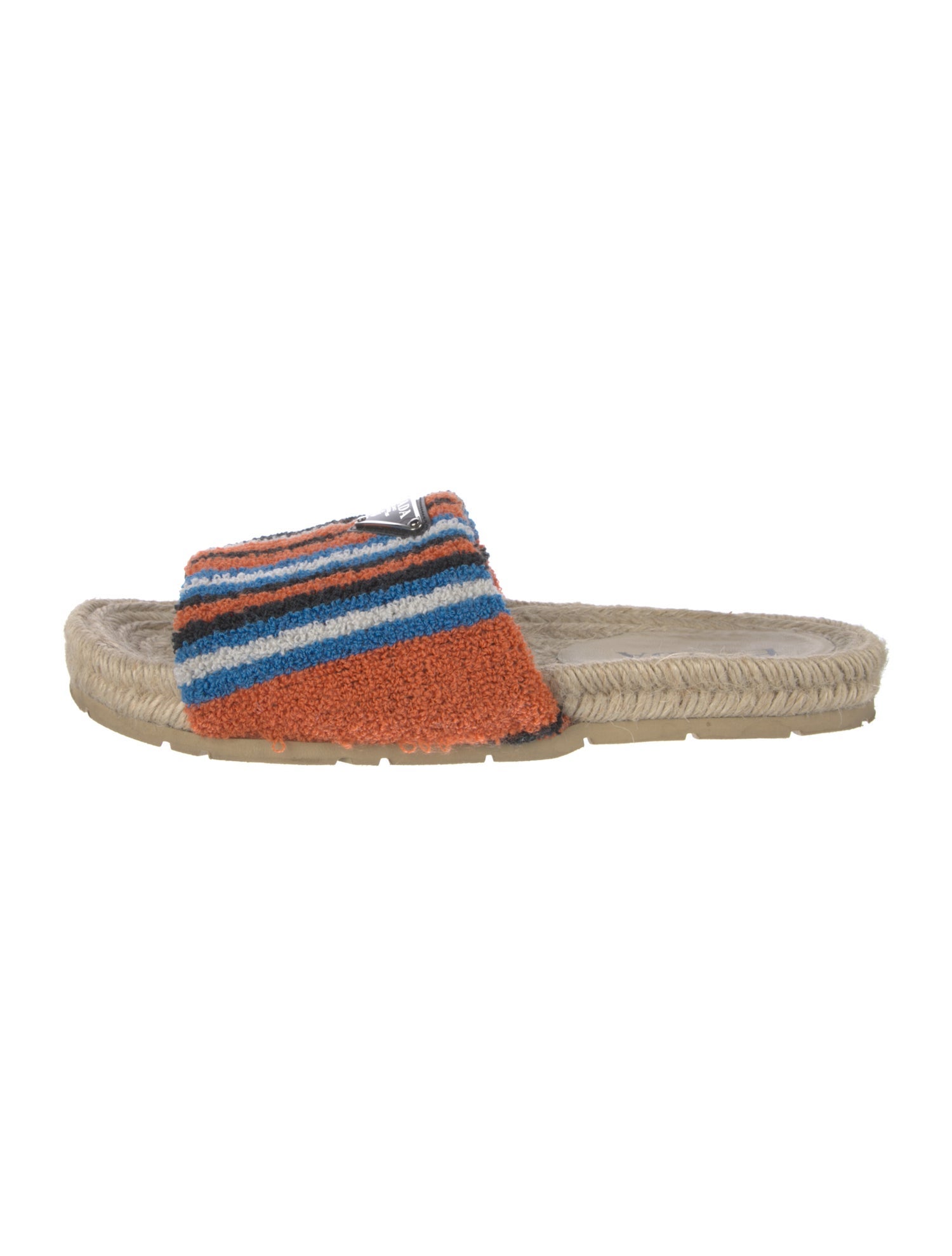 Prada Enameled Metal Triangle Terry Cloth Espadrilles