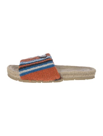 Prada Enameled Metal Triangle Terry Cloth Espadrilles
