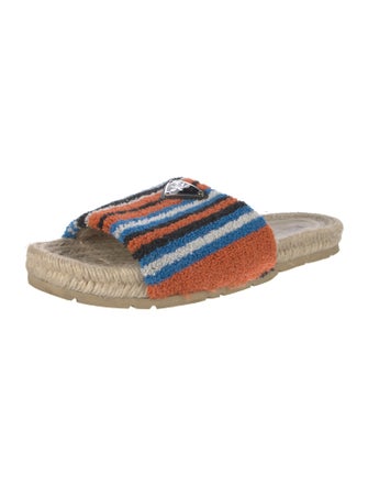 Prada Enameled Metal Triangle Terry Cloth Espadrilles