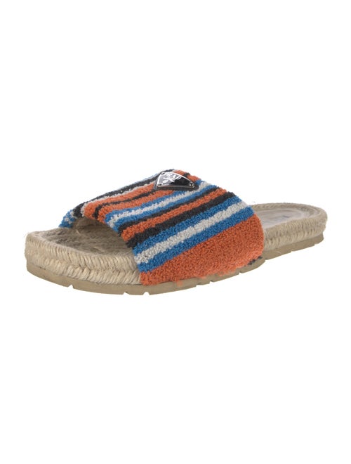 Prada Enameled Metal Triangle Terry Cloth Espadrilles