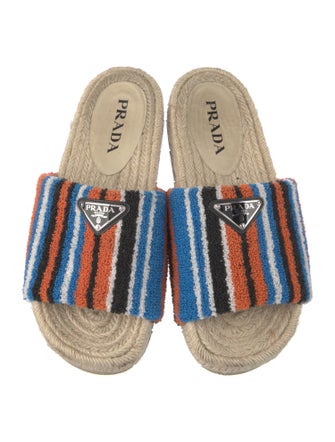 Prada Enameled Metal Triangle Terry Cloth Espadrilles