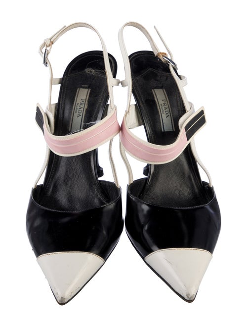 Prada Leather Colorblock Pattern Slingback Pumps