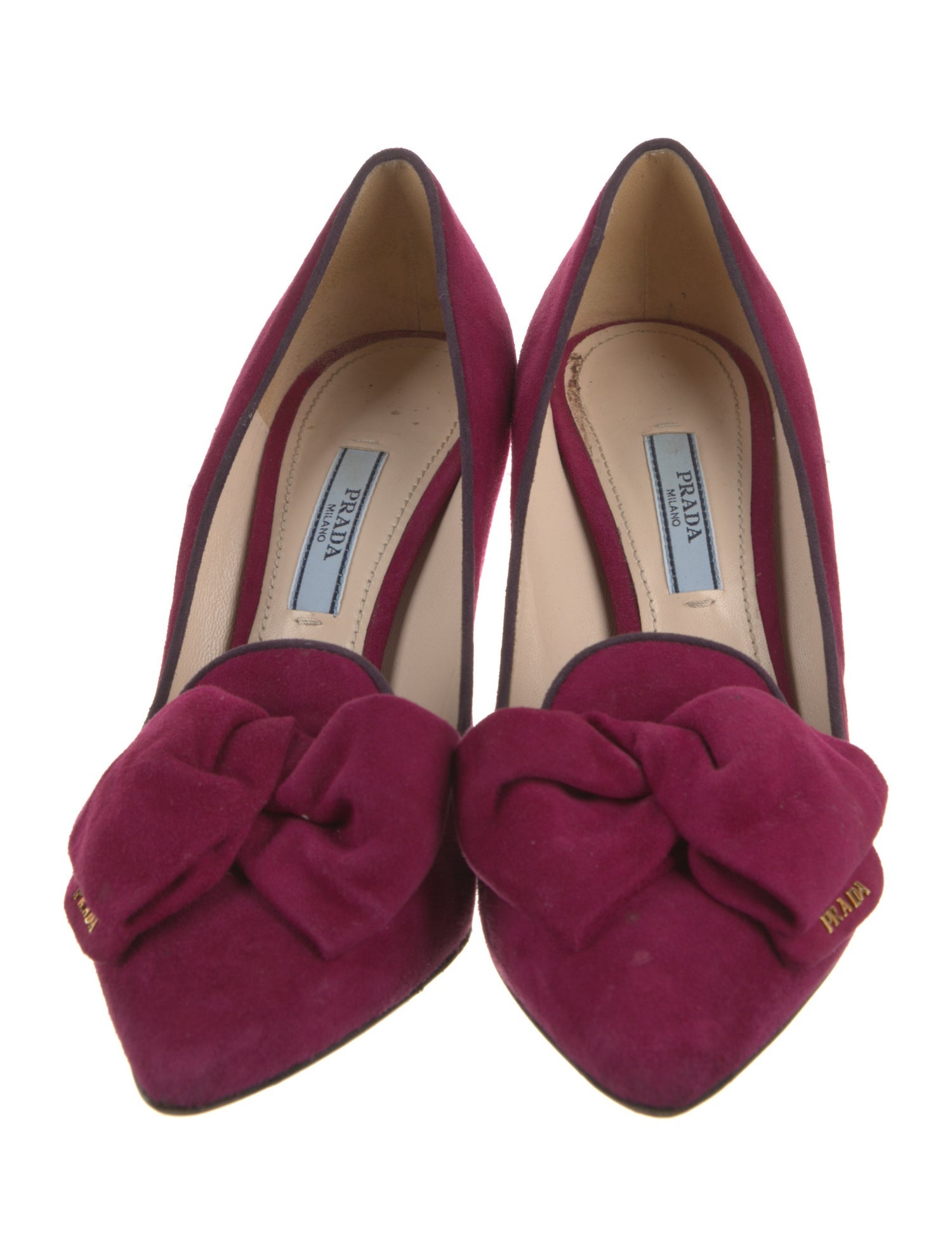 Prada Suede Bow Accents Pumps