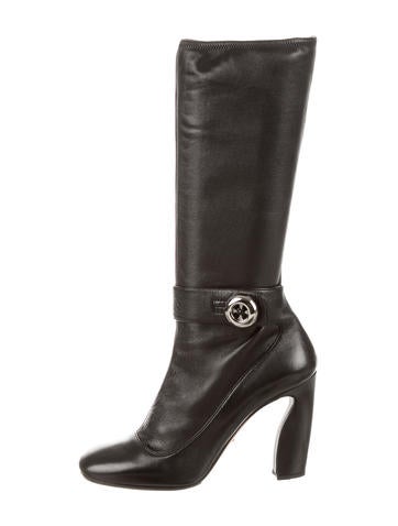 Prada Leather Round-Toe Boots