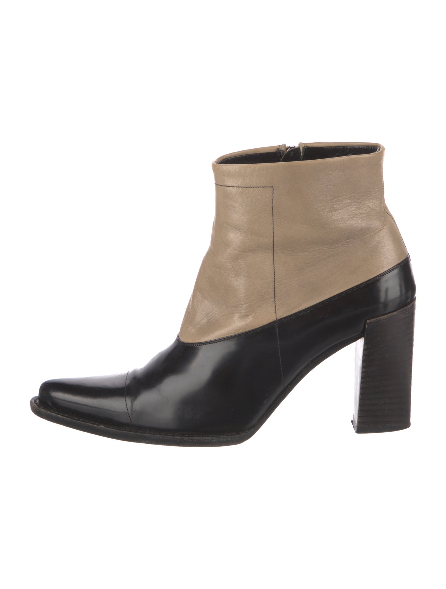 Prada Leather Colorblock Pattern Boots