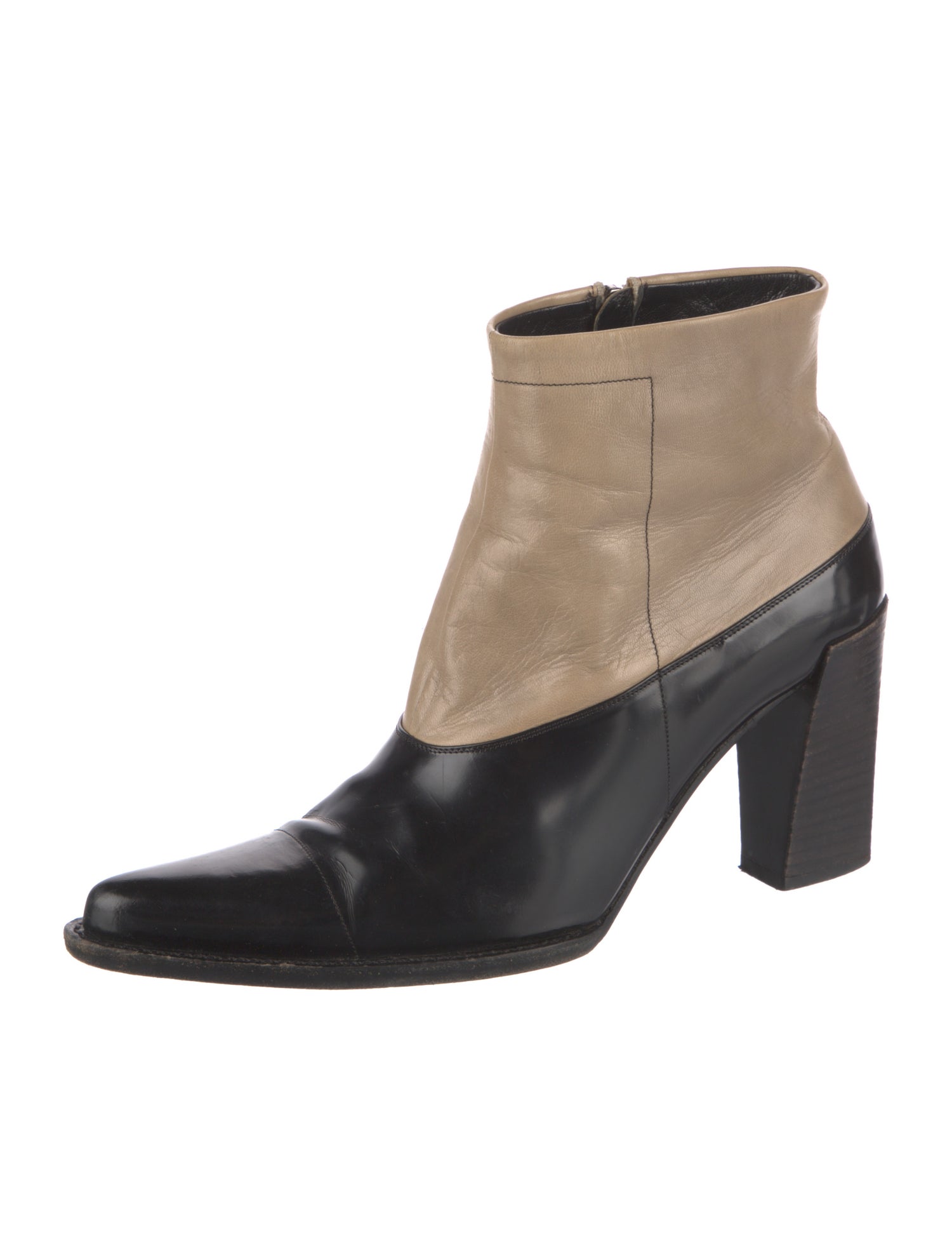 Prada Leather Colorblock Pattern Boots