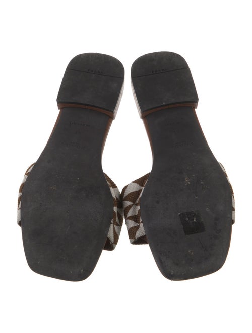 Prada Enameled Metal Triangle Leather Slides