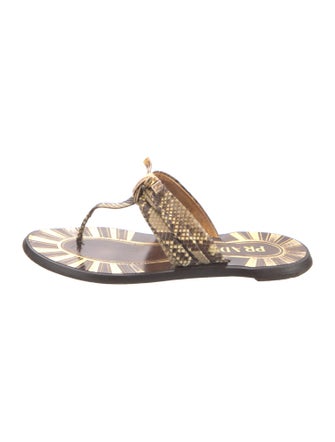 Prada Snakeskin Animal Print Flip Flops