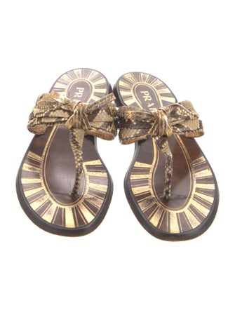 Prada Snakeskin Animal Print Flip Flops