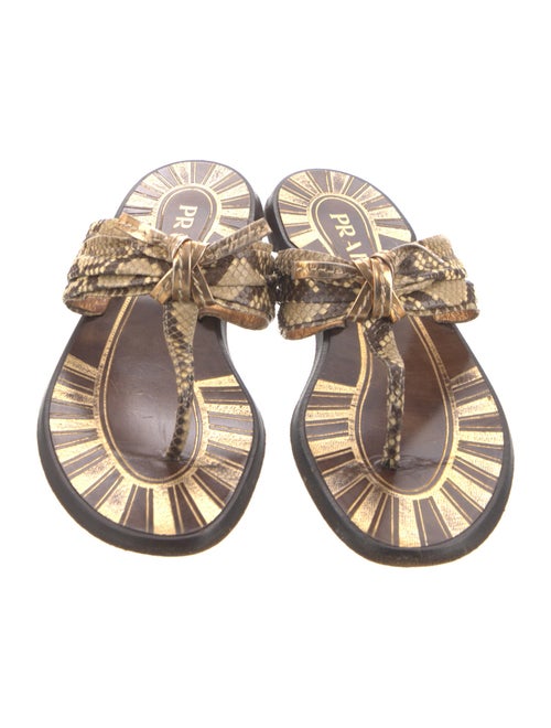 Prada Snakeskin Animal Print Flip Flops