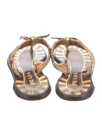 Prada Snakeskin Animal Print Flip Flops
