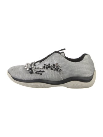 Prada Mesh Crystal Embellishments Sneakers