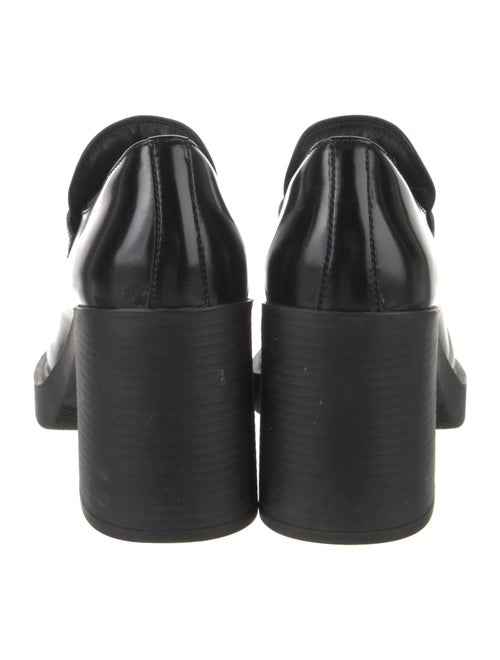 Prada Enameled Metal Triangle Leather Pumps