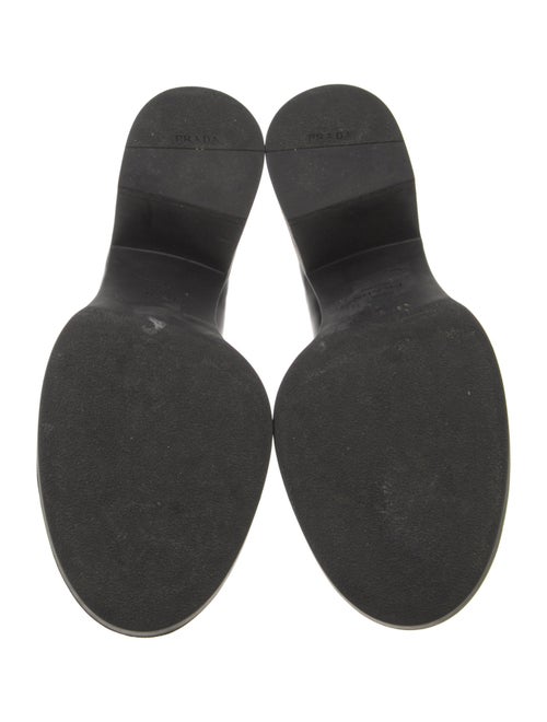 Prada Enameled Metal Triangle Leather Pumps