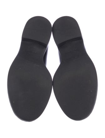 Prada Enameled Metal Triangle Leather Oxfords