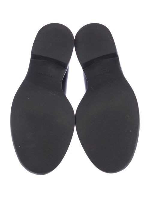 Prada Enameled Metal Triangle Leather Oxfords