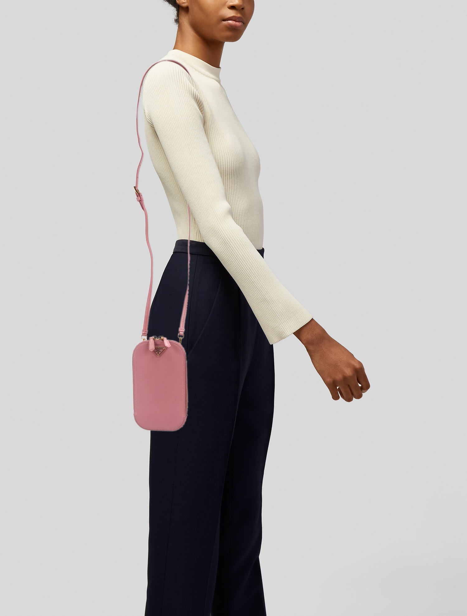 Prada Enameled Metal Triangle Triangle