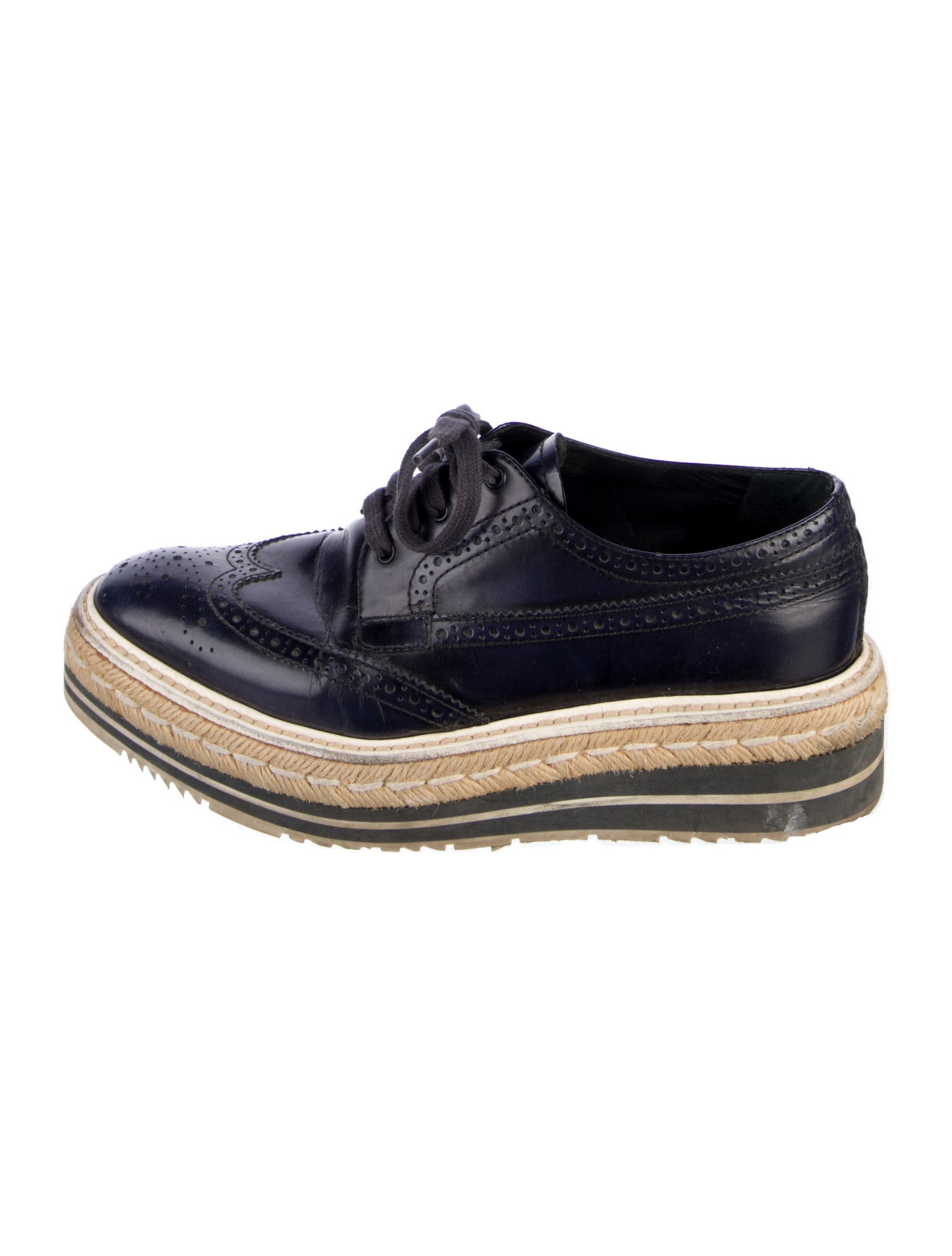Prada Leather Braided Accents Oxfords