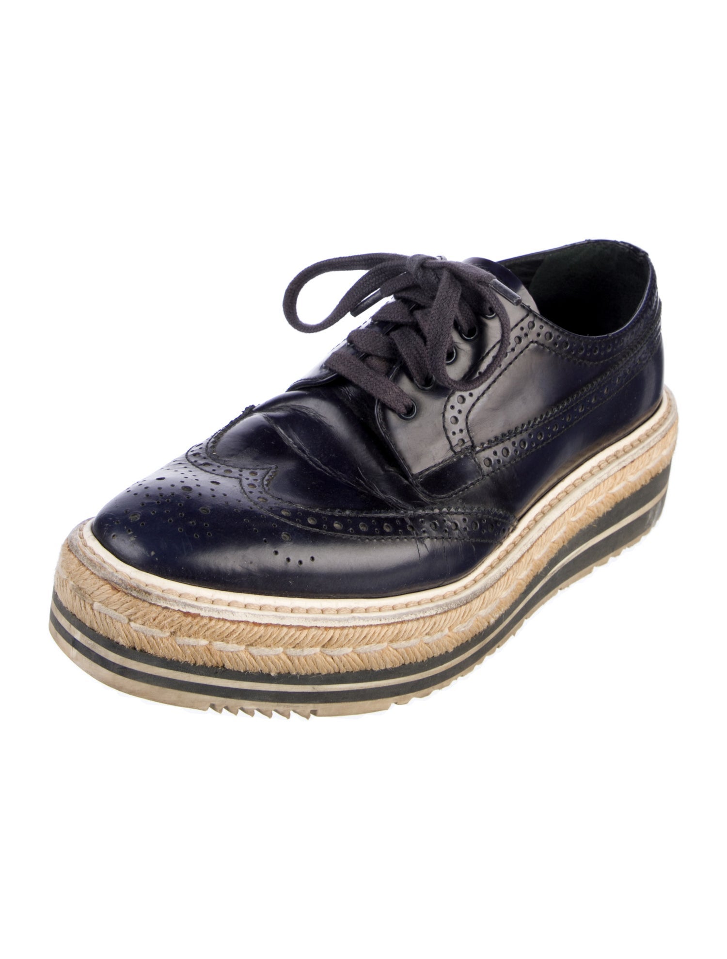 Prada Leather Braided Accents Oxfords