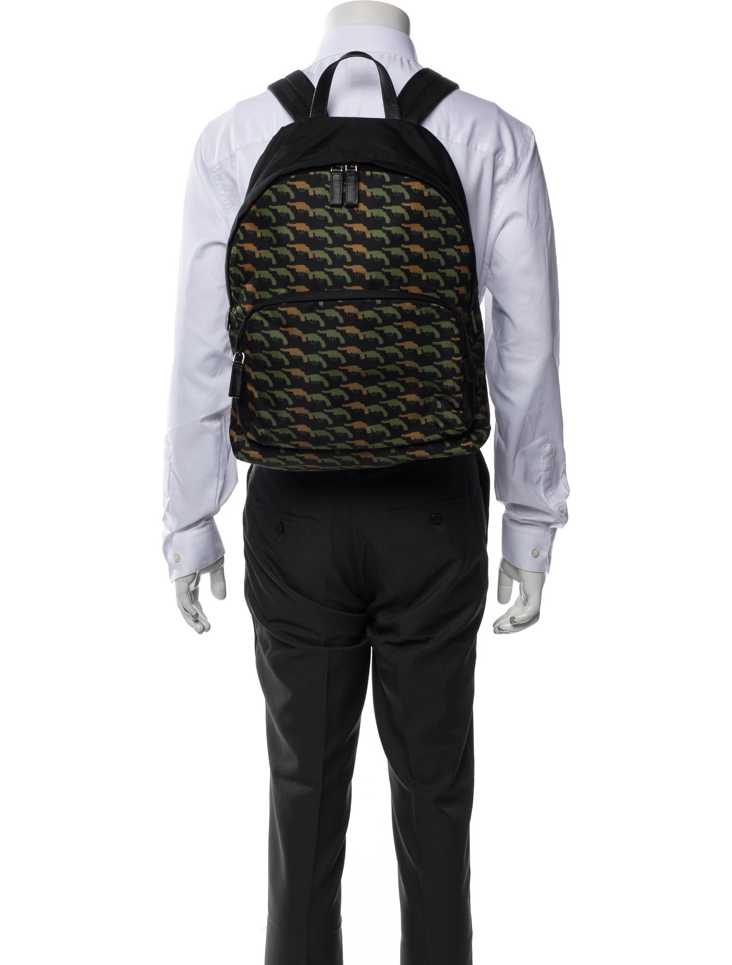 Prada Saffiano Leather Tessuto Stampata Backpack