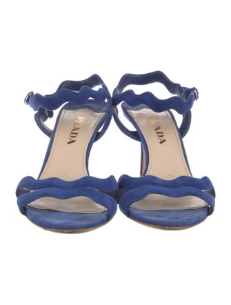 Prada Suede Scalloped Accent Sandals