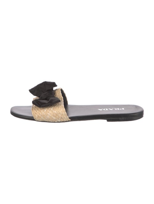 Prada Straw Bow Accents Slides