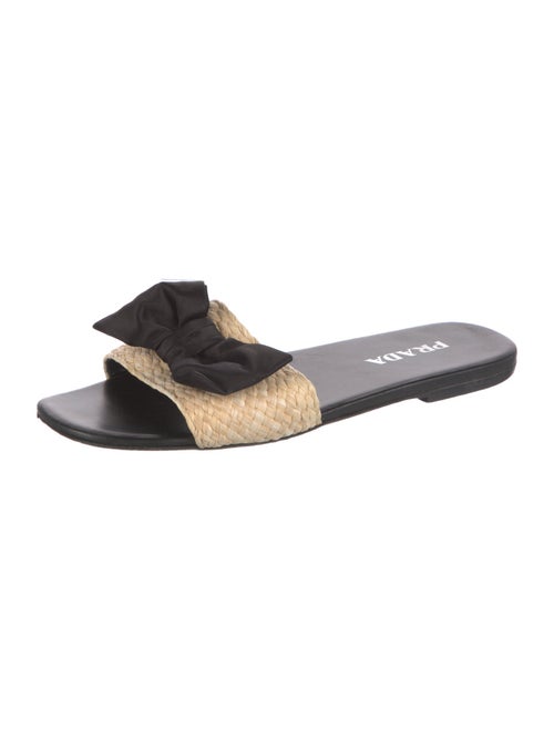 Prada Straw Bow Accents Slides