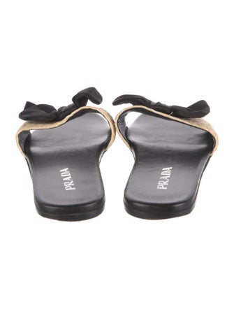 Prada Straw Bow Accents Slides