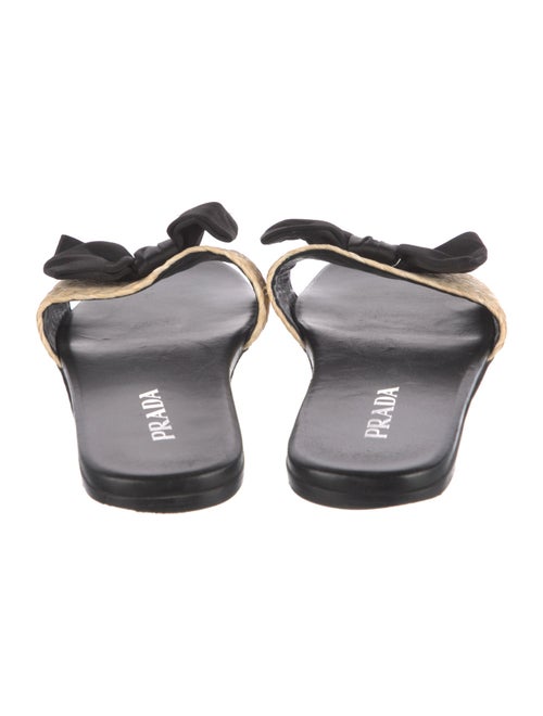 Prada Straw Bow Accents Slides