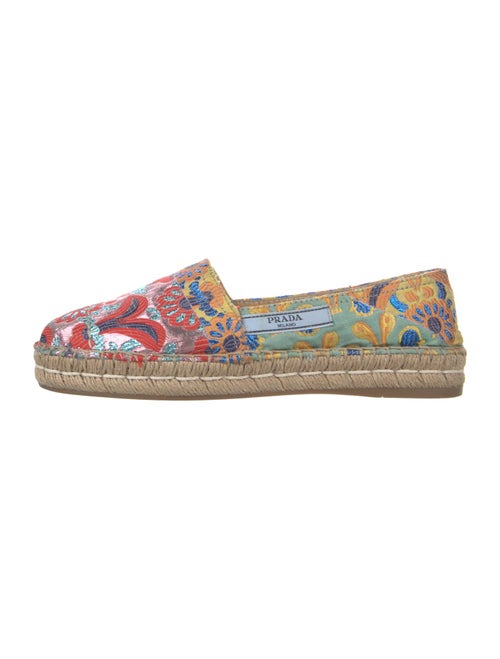 Prada Printed Embroidered Accent Espadrilles
