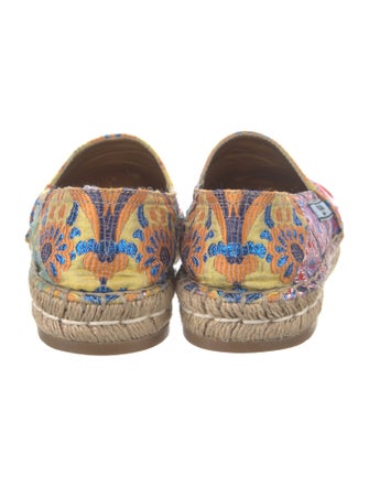 Prada Printed Embroidered Accent Espadrilles