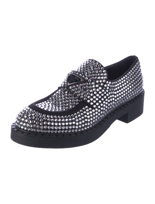 Prada Enameled Metal Triangle Crystal Oxfords
