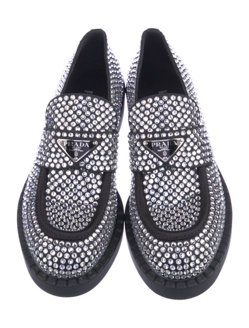 Prada Enameled Metal Triangle Crystal Oxfords