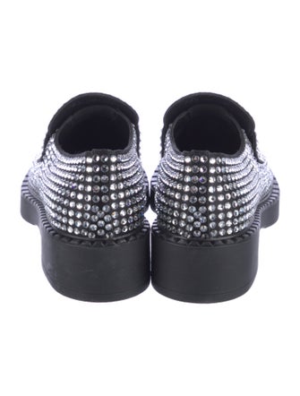 Prada Enameled Metal Triangle Crystal Oxfords