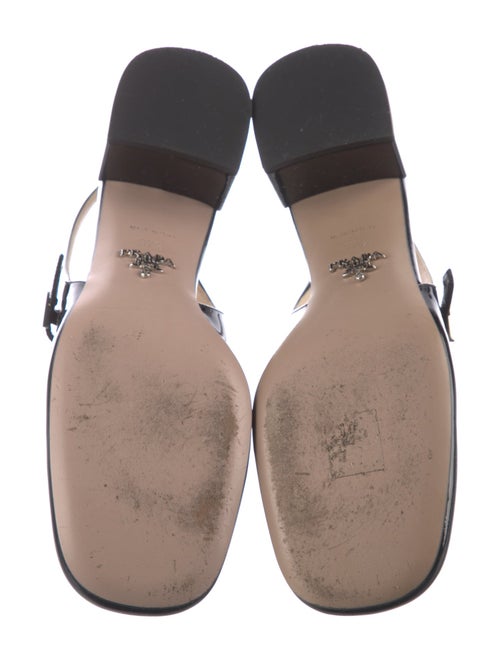 Prada Enameled Metal Triangle Patent Leather Slingback Pumps