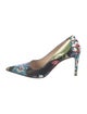 Prada Leather Floral Print Slingback Pumps