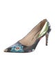 Prada Leather Floral Print Slingback Pumps