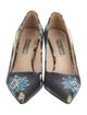 Prada Leather Floral Print Slingback Pumps