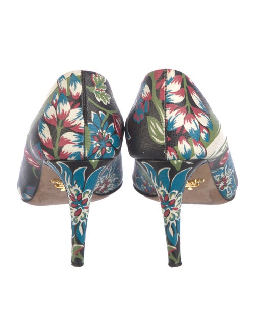 Prada Leather Floral Print Slingback Pumps